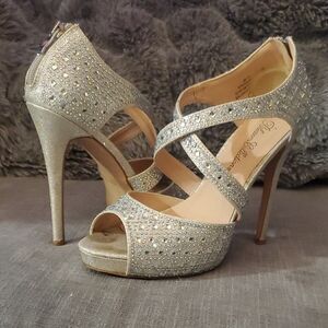 Elegant Silver High Heel Sandals
